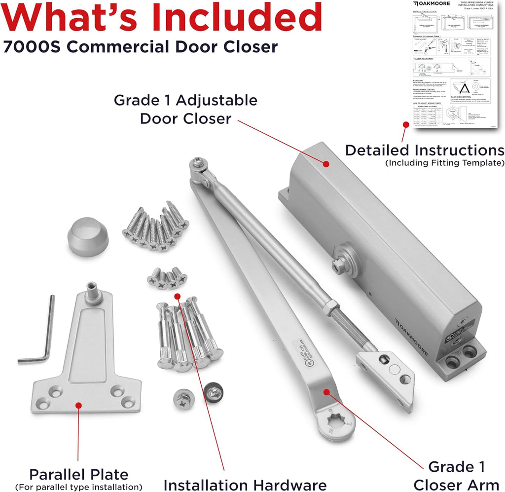 medium duty commercial door closer, automatic self closing on a desk or shelf