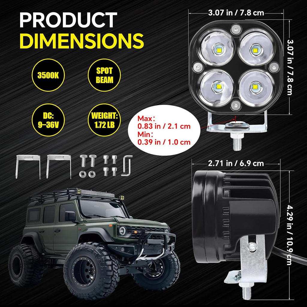 motorcycle driving lights white led pods lights 3’’, view 9