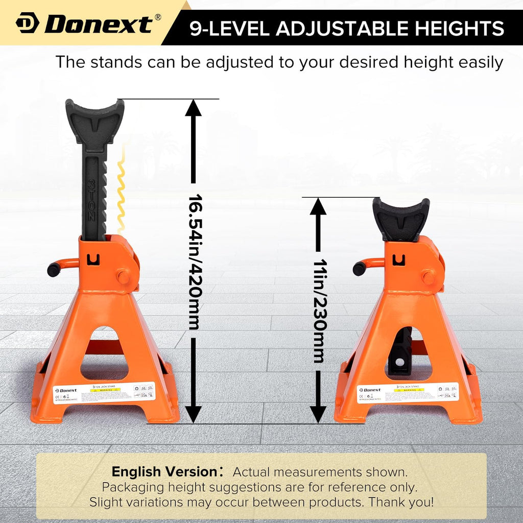 Jack Stands 3 Ton (6,500 lb) Capacity Steel, 1 Pair Orange Lifting Stand Adjustable Jack Stands
