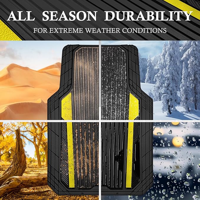 CAR PASS Yellow Car Mats Metallic, Aluminum Film All Weather Rubber Lemon - Image 3