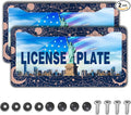 License Plate Frames for Women Blue License Plate Holder for Men Moon Sun by Unknown