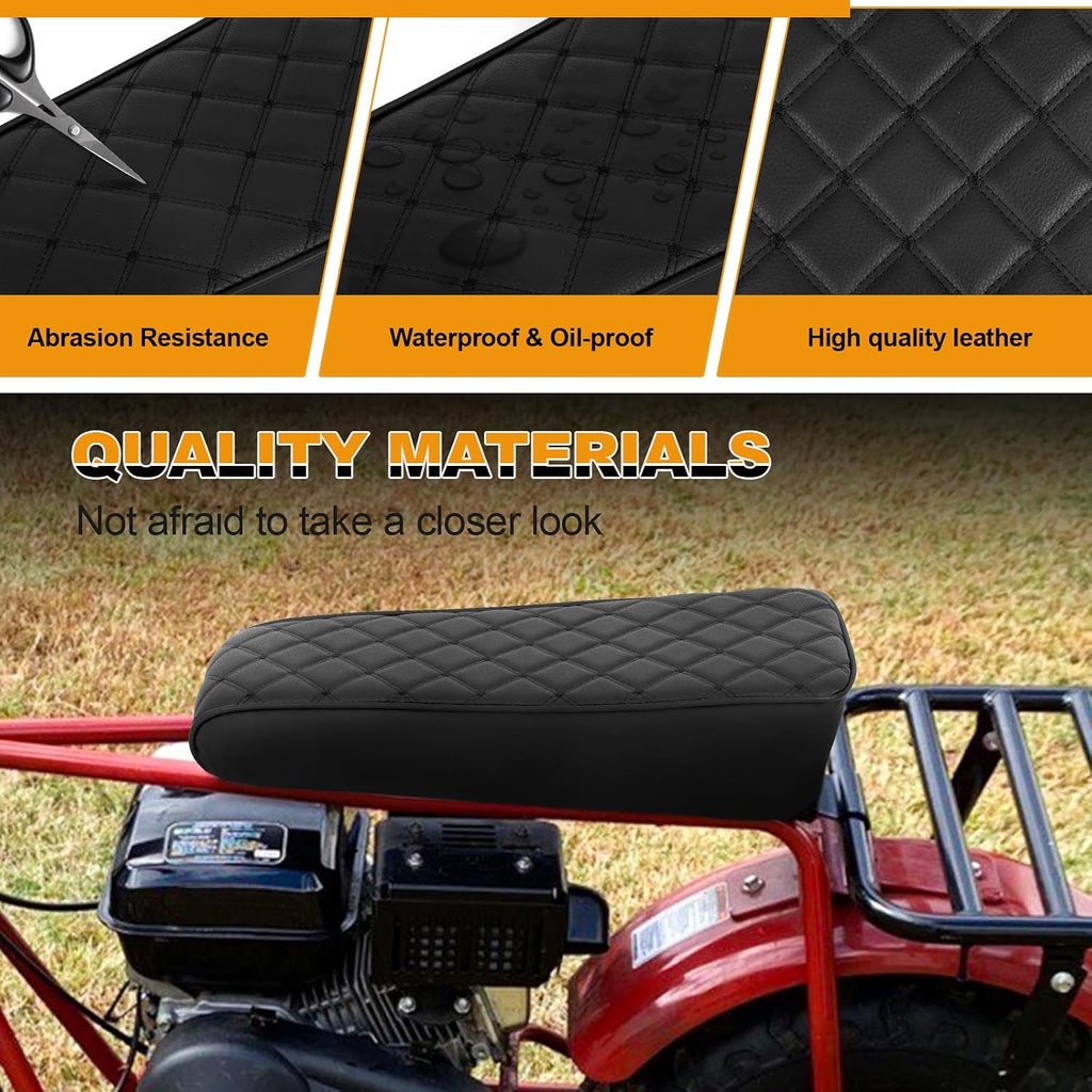 Diamond Stitch Seat Cover Replace for 19″ Coleman CT200u 196cc CT200 200cc Mini Bike, Heavy Duty Microfiber Leather, Black