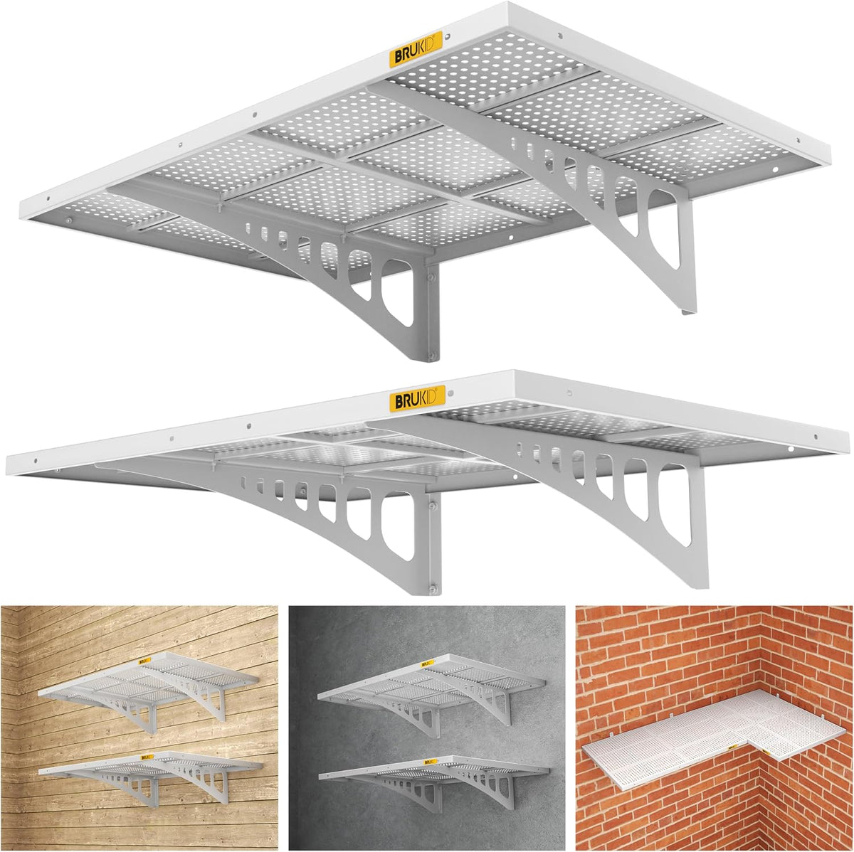 2Pack 2x3ft Adjustable Metal Garage Wall Shelving Heavy Duty Garage Storage