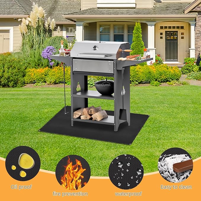 Under Grill Mat for Outdoor Grilling, 32 x 48 inches Double-Sided Fireproof - Image 5