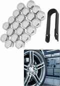 20PCS Lug Nut Covers, 21mm Plastic Dustproof Wheel Bolt Nut Caps, Protective Decorative Wheel Rim Accessories with Removal Tool, Universal for Most Cars Hex Lug Nut Caps (Silver)