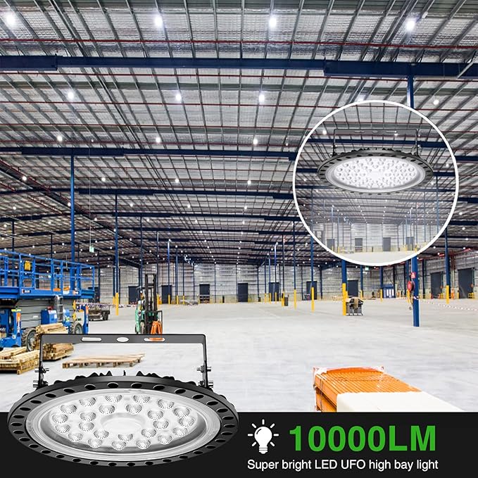 Viugreum 10 Pack 100W UFO LED High Bay Light, 10000LM 6500K Daylight White Led - Image 6