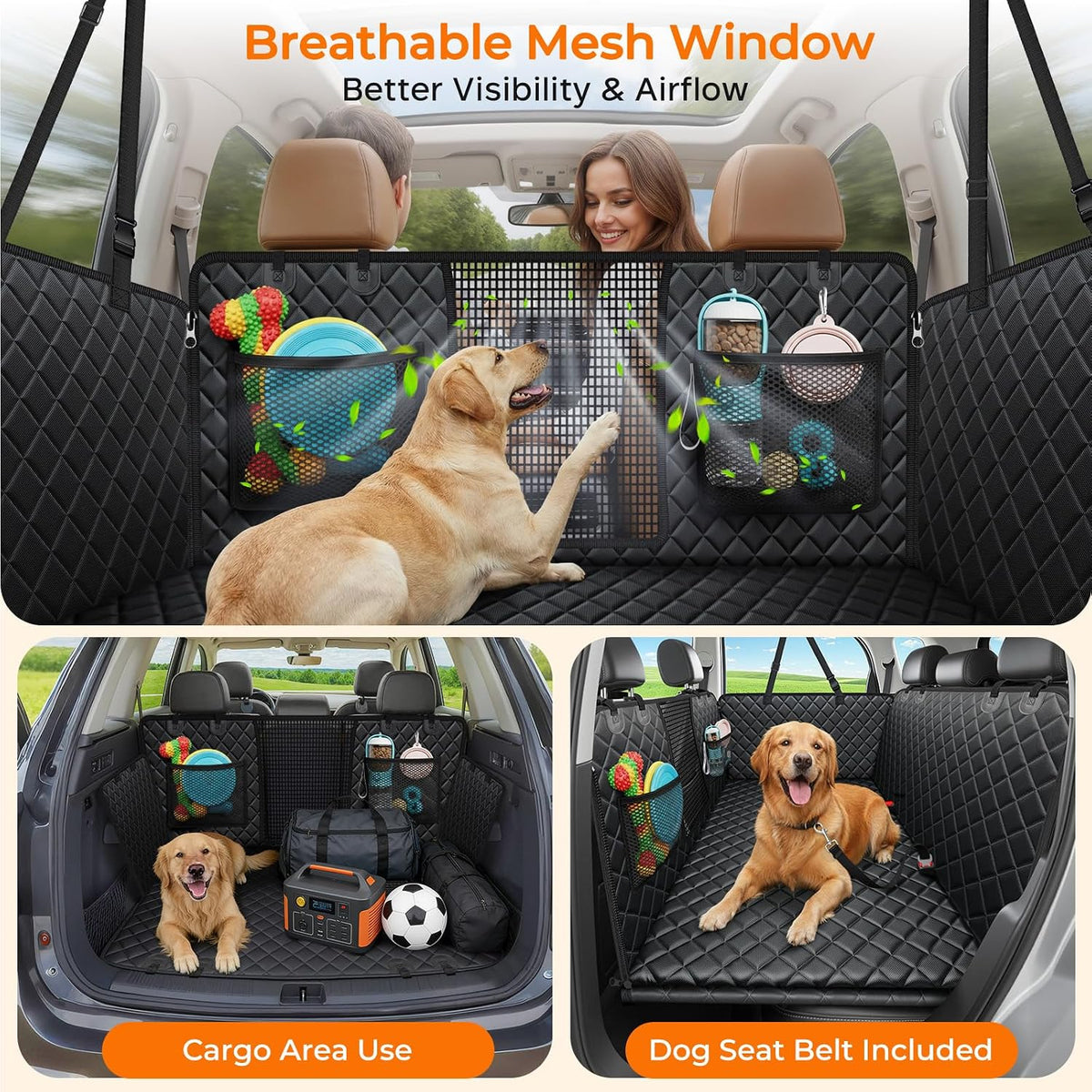 urpower back seat extender for dogs, large hard showing dimensions