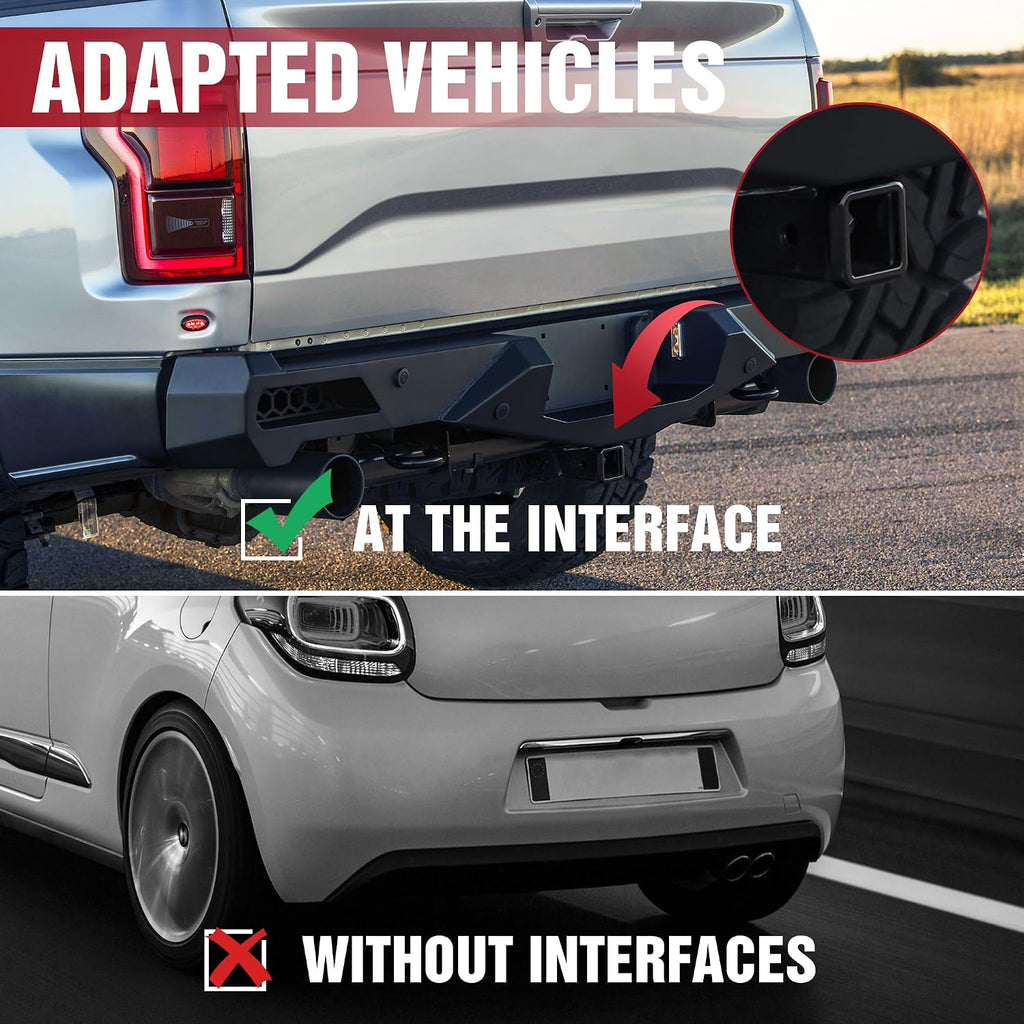 YZONA Tow Hitch Step Trailer for 2 Inch Receiver, with Pin Lock & U-Bolts Stabilize, Compatible with Pickups Trucks Vans SUVs ATVs, Towing Bumper Guard Protector Rear bar (Heavy-Duty Carbon Steel)