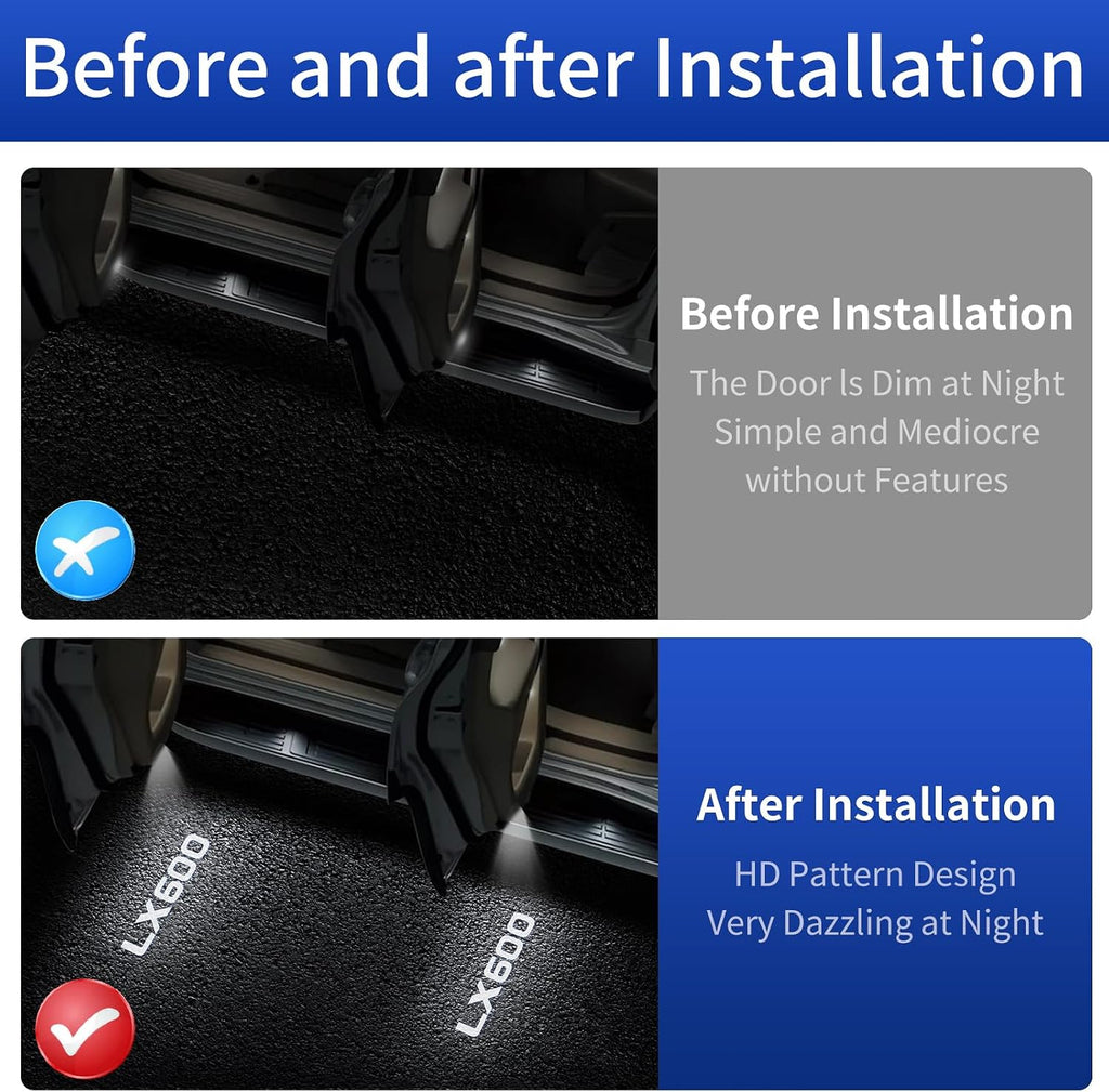 Car Welcome Laser Light for 2024 2025 2026 Lexus Lx600 & Lx500d Led Projection Lamp Door Sill Light Interior Modification Accessories (Transparent (4 Pieces)
