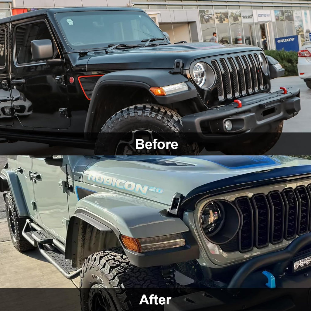 Front & Rear Fender Flares Extensions Set Fits 2018-2026 for Jeep Wrangler JL 4XE (Fit High Fender Flares)