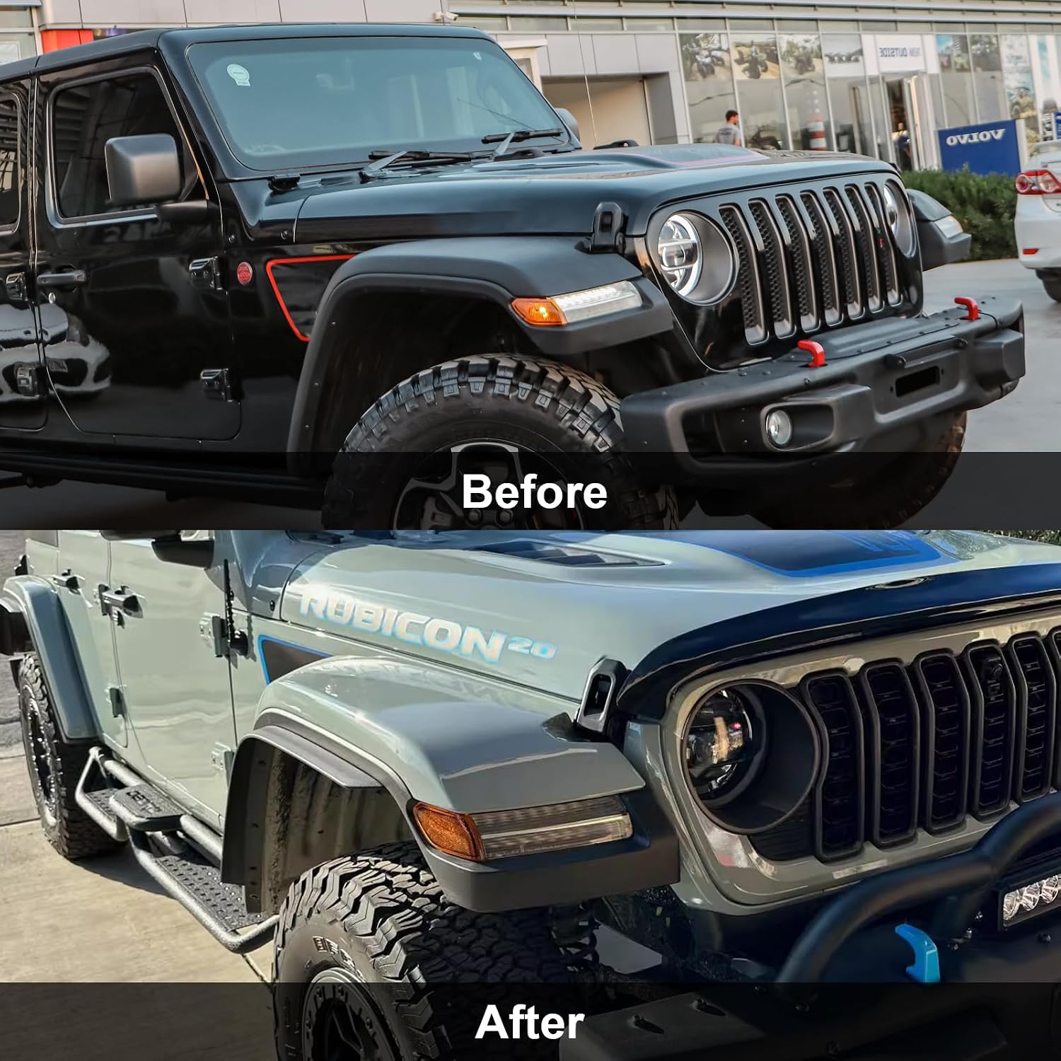 Front & Rear Fender Flares Extensions Set Fits 2018-2026 for Jeep Wrangler JL 4XE (Fit High Fender Flares)