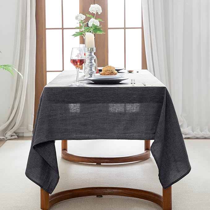 EVERLY 100% Pure Linen Rectangle Tablecloths 60x108Inches for Dining,Buffet P...