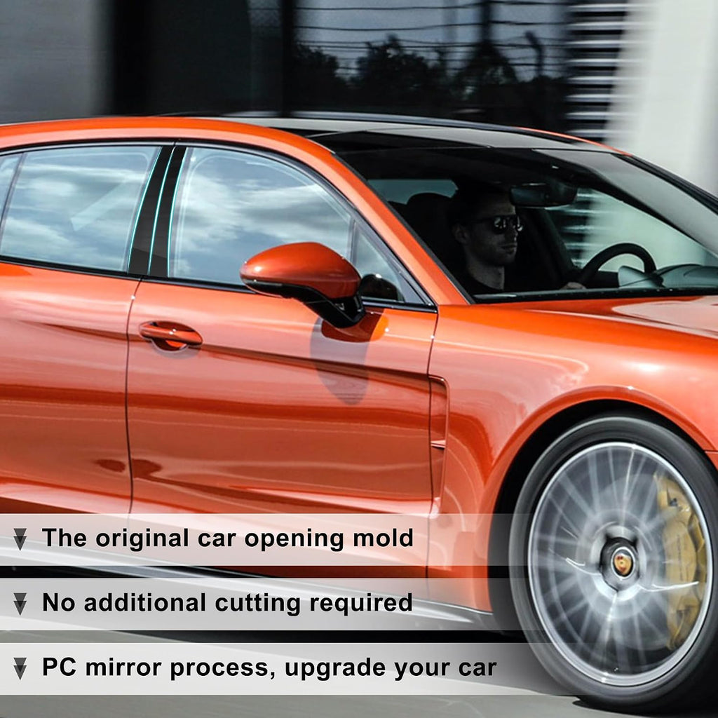 BASIKER Fit for 2010-2016 Porsche Panamera Door Pillar Trim, Door Window B Pillar Glossy Black Post Cover, Strong Toughness PC Material, Door Pillar Moldings Set