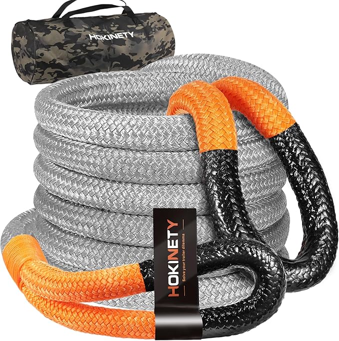 Kinetic Recovery Tow Rope 1-1/8" x20ft Offroad Snatch Strap 48000lbs Heavy Duty by HOKINETY