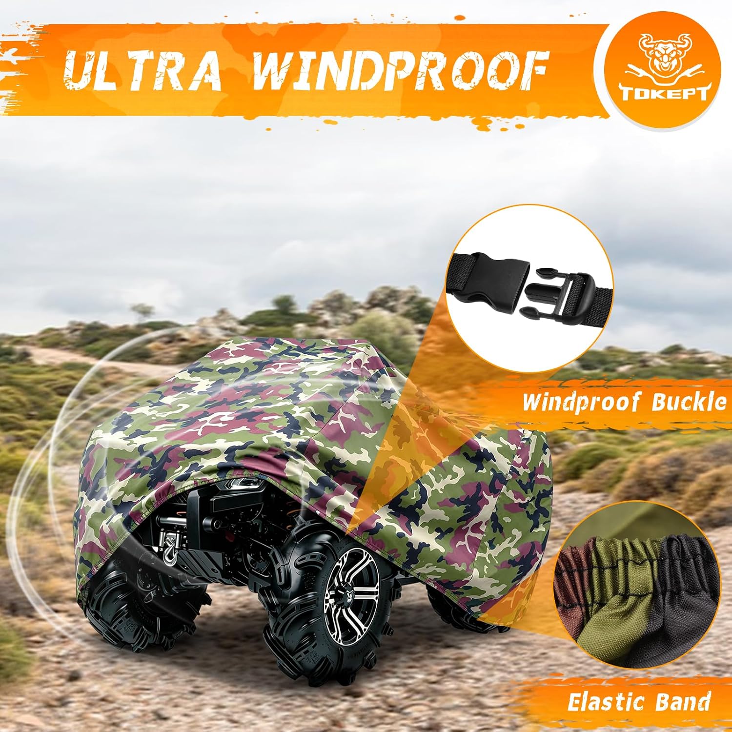ATV Cover Waterproof Heavy Duty 4 Wheeler Cover Quad Cover All Season Weather Proof Outdoor UV Protection for Polaris Yamaha Suzuki Honda (Camouflage Middle)