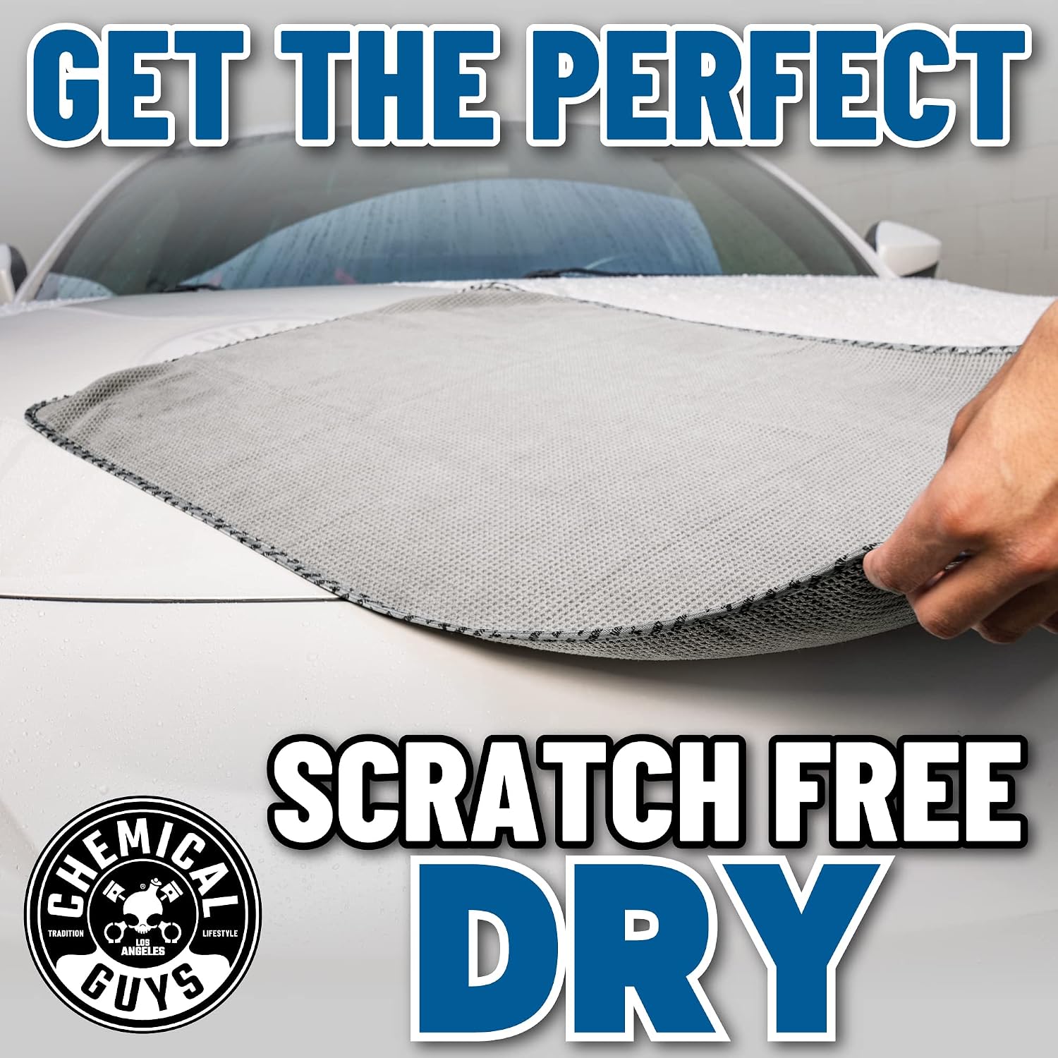 Chemical Guys Waffle Weave Gray Matter Microfiber Drying Towel - 25" x 36", Premium Blend Microfiber Towel with Soft-Banded Edging for Scratch-Free Car Drying, Ultra Absorbent