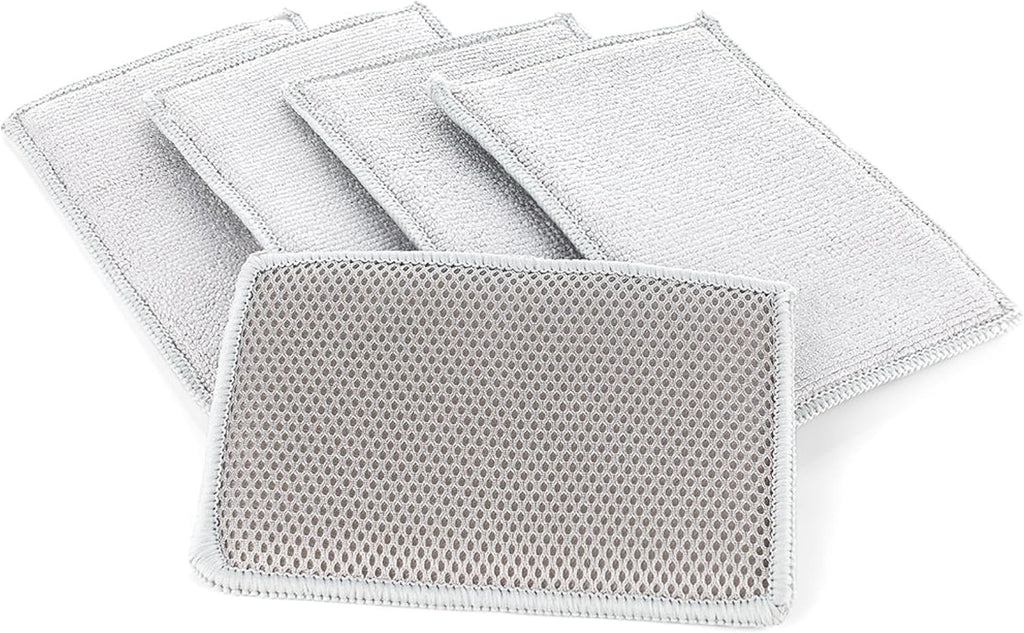 The Rag Company - Jersey Bug Scrubber Pads - Pearl Weave, Easily and Safely Trap Bug Splatter in Sponge, Safe on All Finishes, 4in x 6in, Ice Grey (5-Pack)