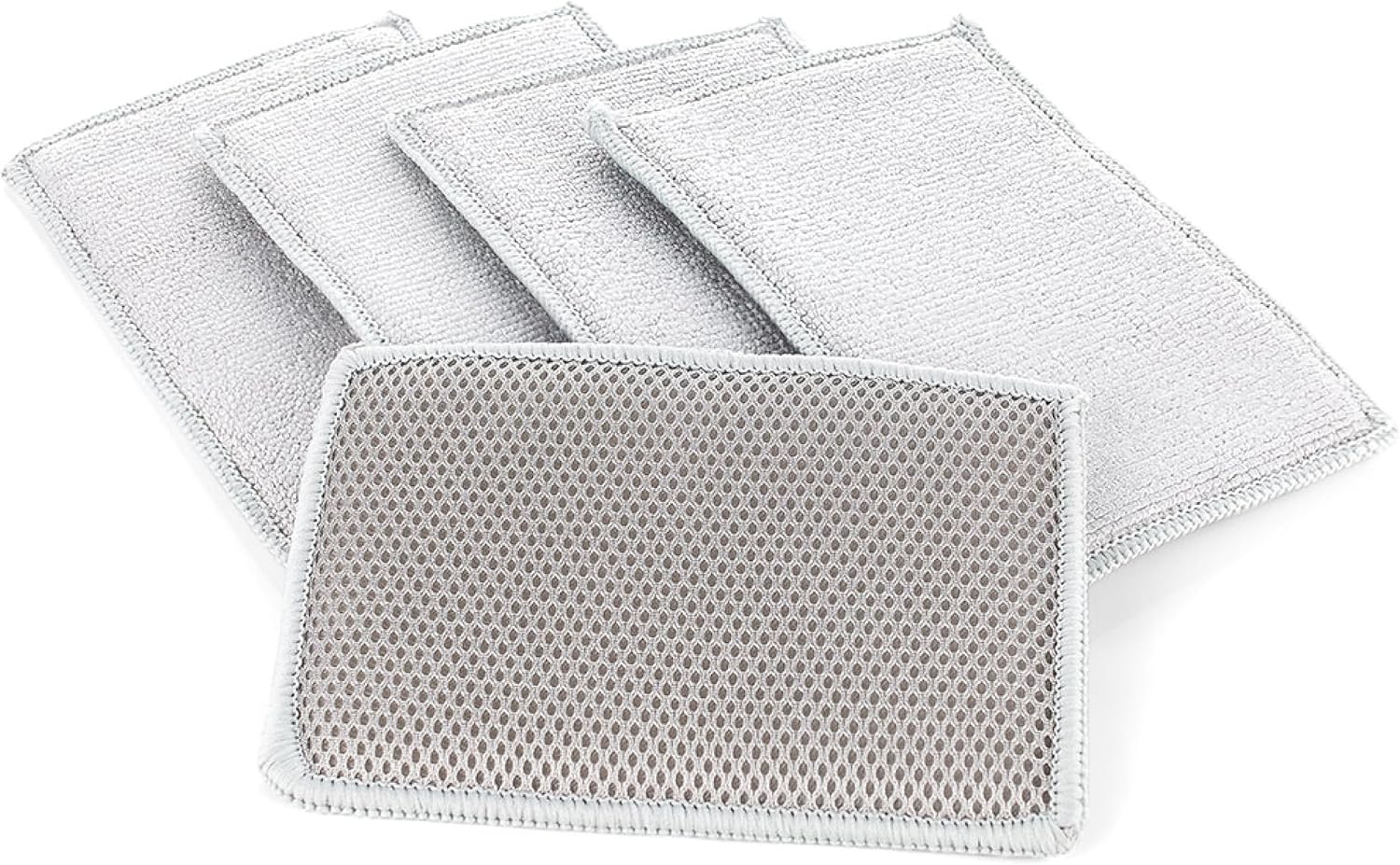 The Rag Company - Jersey Bug Scrubber Pads - Pearl Weave, Easily and Safely Trap Bug Splatter in Sponge, Safe on All Finishes, 4in x 6in, Ice Grey (5-Pack)