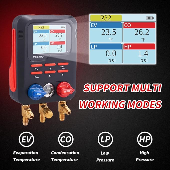 Digital Manifold Gauge, HVAC Refrigerants Digital AC Gauges Set - Image 2