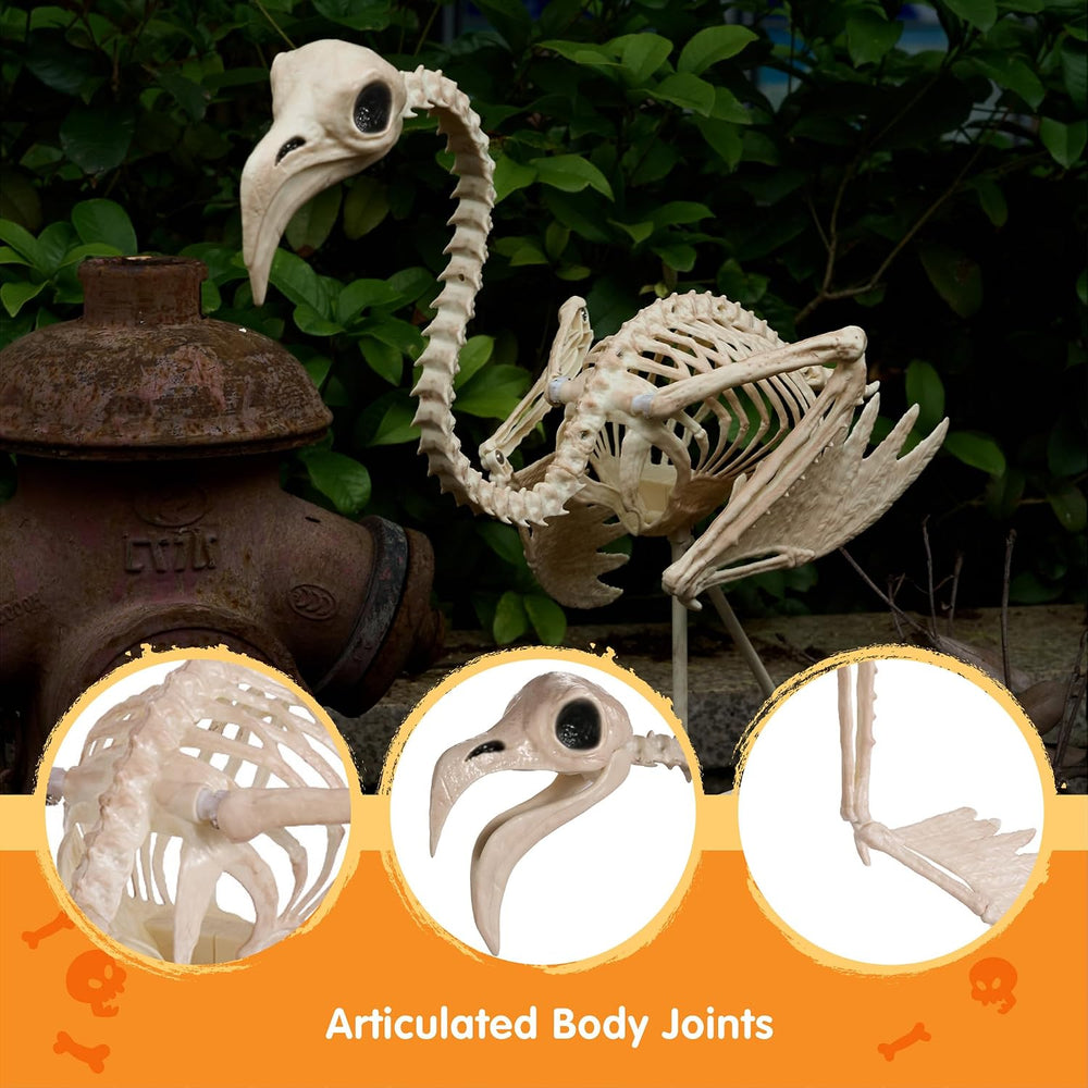 JOYIN Flamingo Skeleton Halloween Decorations 27.6 Inch Tall Spooky Flamingo ...