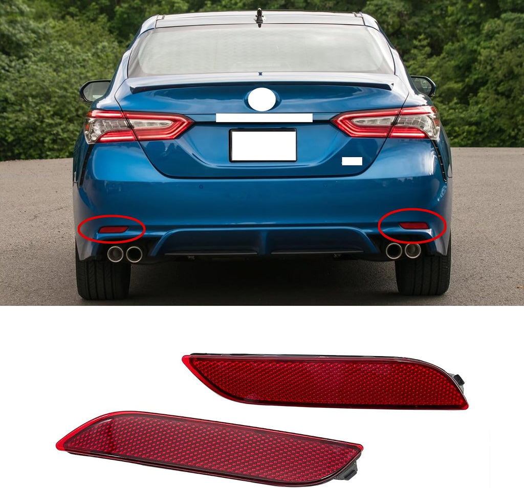 Rear Bumper Lights Lamp Reflector Lamp For Toyota Camry 2018-2021 | Rear Bumper Lights Lamp Reflector Lamp For Toyota Camry 2018 2019 2020 2021 Tail Red Lens reflection effect