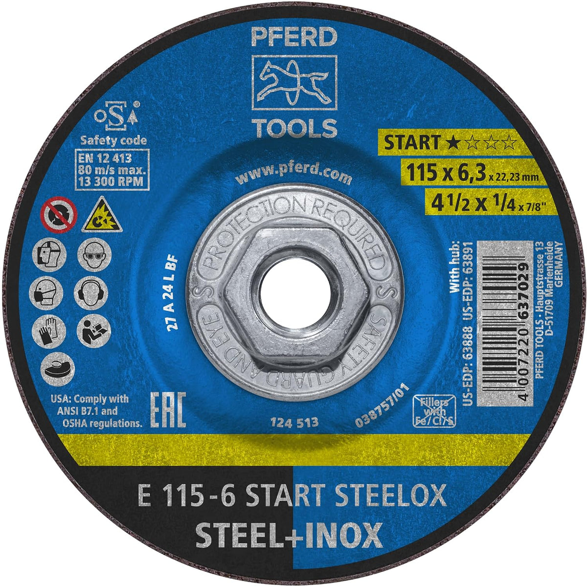 pferd start steelox type 27 grinding wheel, 4-1/2", main product view
