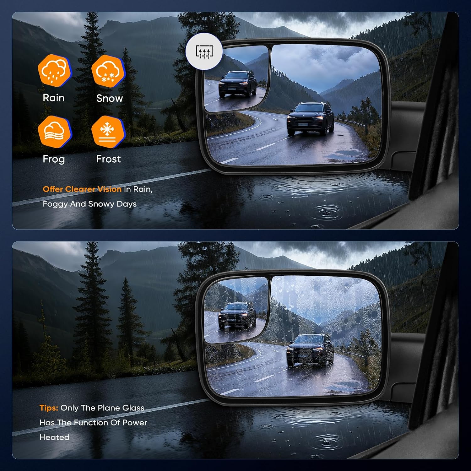 ECCPP Towing Mirrors Fit 02-08 For Dodge For Ram 1500 03-09 For Dodge For Ram 2500 3500 Pickup Truck Power Heated Tow Folding Side View Black Mirror Pair Set Right Passenger And Left Driver Side