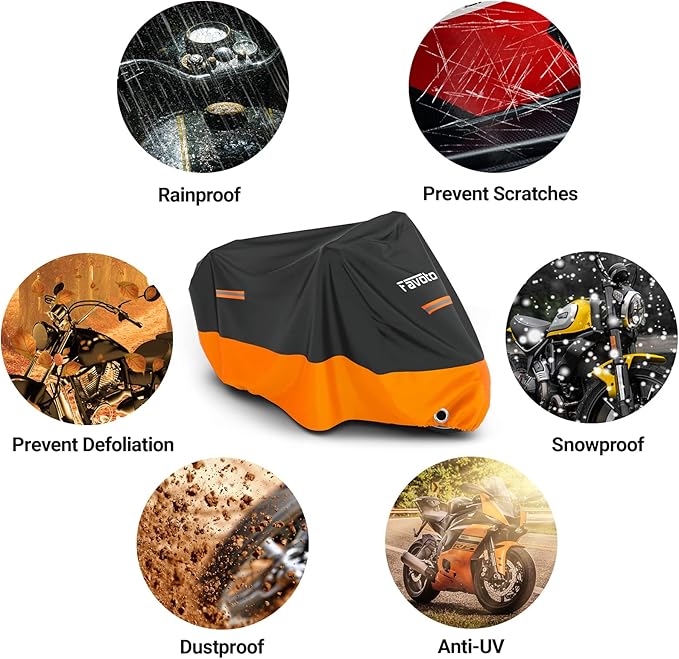 Favoto Motorcycle Cover Waterproof All Season Weather Sun Outdoor Protection - Image 7