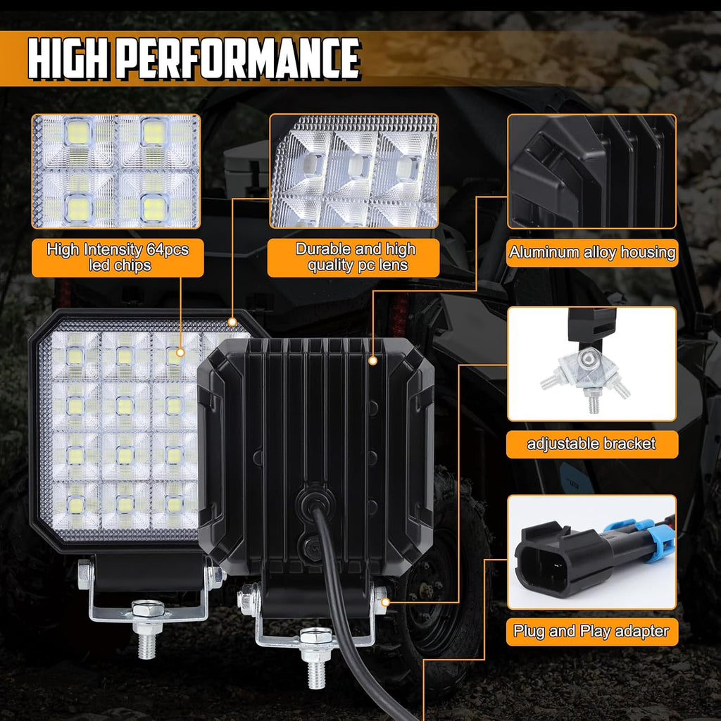 OPPBUY1 Pack Backup Light for Ranger,20W Bright White Reverse Lights Rear LED Light Kit,Plug &Play LED Driving Work Light Waterproof Cargo Flood Light for 2018-2024 Polaris Ranger 1000 XP/Crew