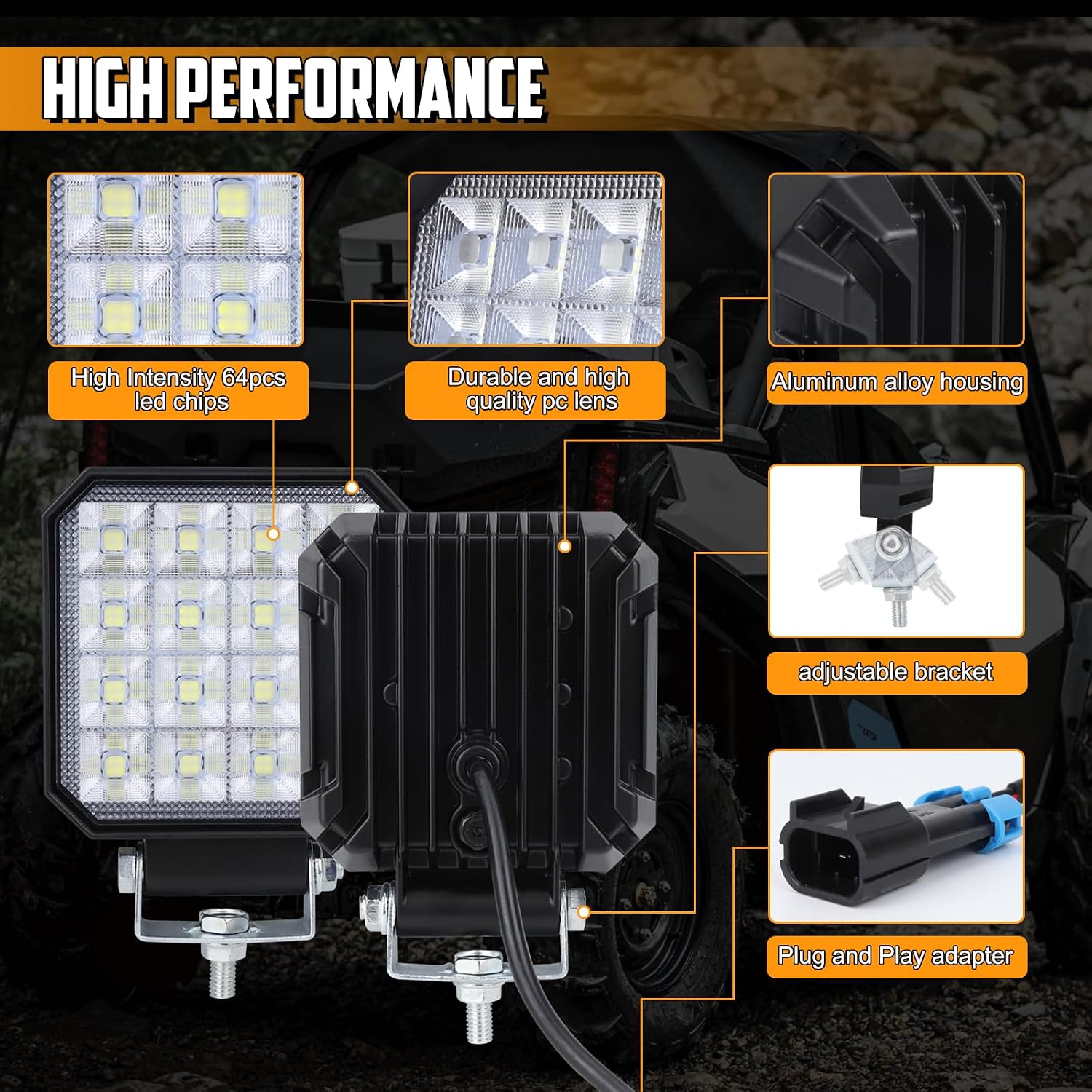 OPPBUY1 Pack Backup Light for Ranger,20W Bright White Reverse Lights Rear LED Light Kit,Plug &Play LED Driving Work Light Waterproof Cargo Flood Light for 2018-2024 Polaris Ranger 1000 XP/Crew