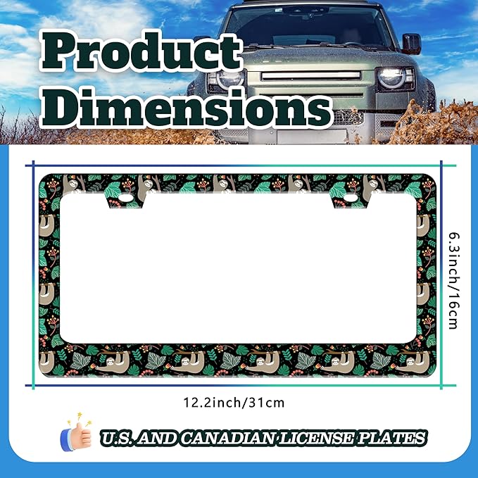Cute Sloth License Plate Frame Funny Animal Climbing Tree License Plate Holder - Image 3