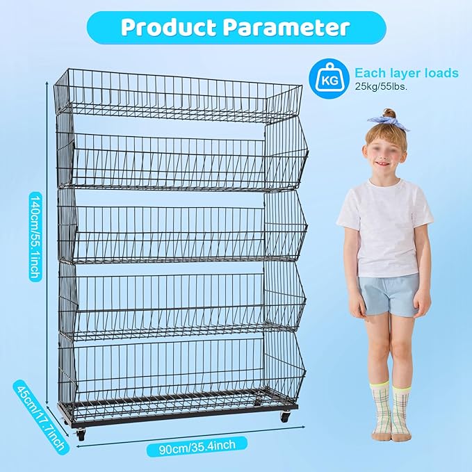 Retail Display Rack 5-Tier Market Merchandise Display Shelf Fruit Store Storage - Image 3
