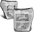 DNA MOTORING HL-OH-FSU13-CH-CL1 Chrome Housing Headlights Replacement Compatible with 11-16 F-250 / F-350 / F-450 / F-550 Super Duty