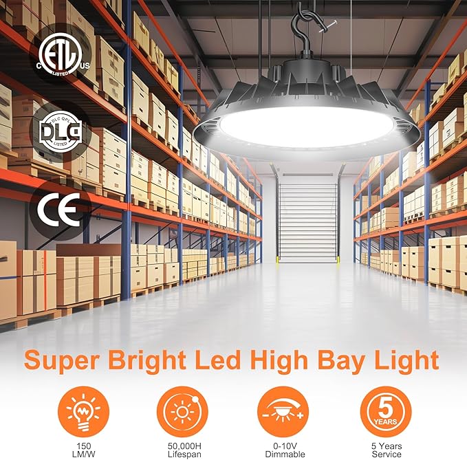 3Pack LED High Bay Lights, Super Bright 240W UFO High Bay LED Shop Lights - Image 2