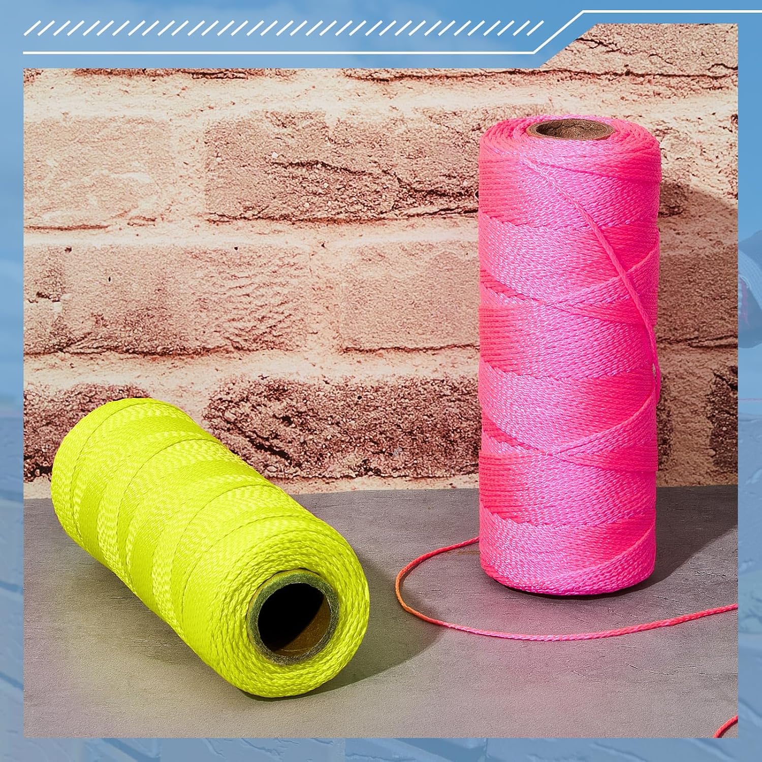 Amylove 6 Roll Mason String Line #18, 500 ft Nylon Braided Construction String Line, Heavy Duty Outdoor Twine Rope for Gardening or Masonry Tools Construction DIY Project, Assorted Colors