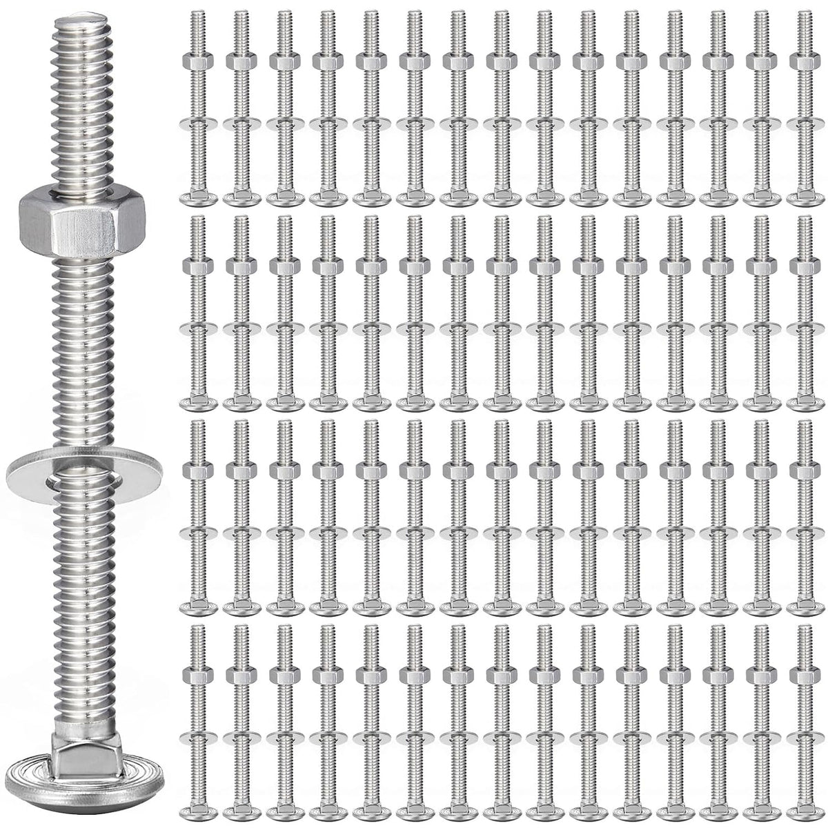 zonon 100 sets 1/4-20 x 3 carriage bolts, main product view