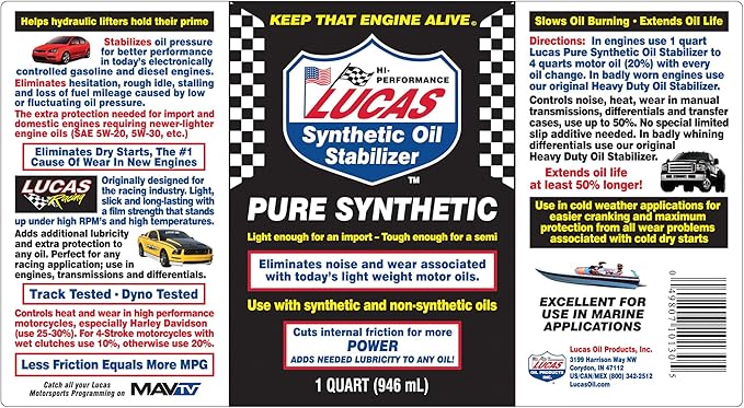 Lucas Oil 10130 Pure Synthetic Oil Stabilizer - Image 4