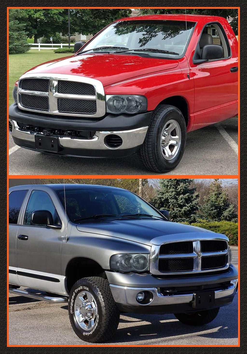 Headlight Assembly for 2002-2005 Dodge Ram 1500 | 2003-2005 Ram 2500/3500 Smoke Housing Clear Reflector Clear Lens Headlamp Replacement Driver and Passenger Side