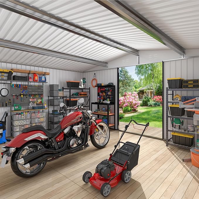 WKM 12x14 FT Outdoor Storage Shed, Utility Metal Tool Storage