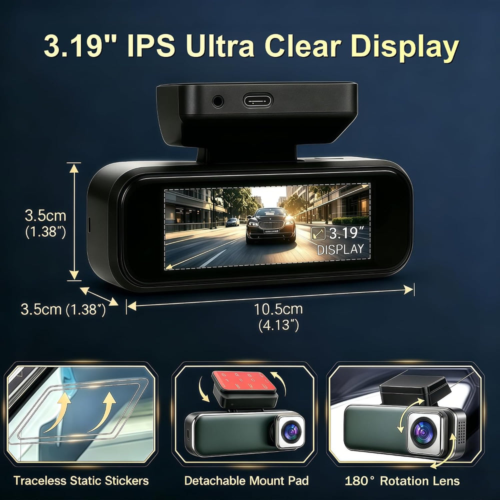 4K Dashcam Front and Rear Camera, Smart Car Camera with WiFi GPS