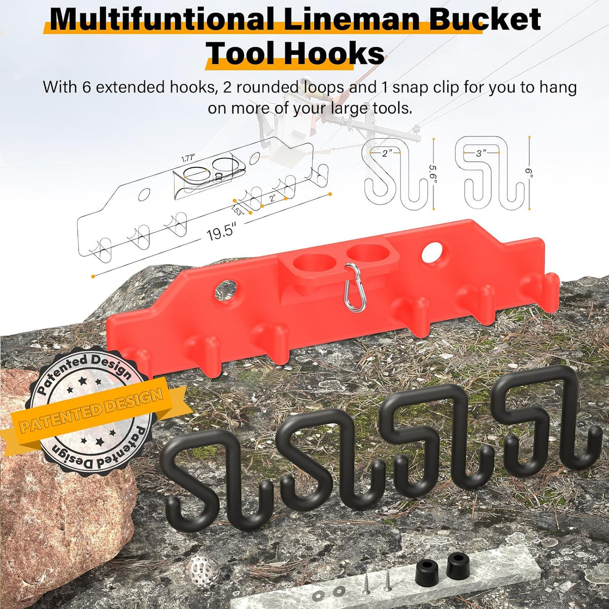lineman tool board, bucket truck hook organizer, line shown in use