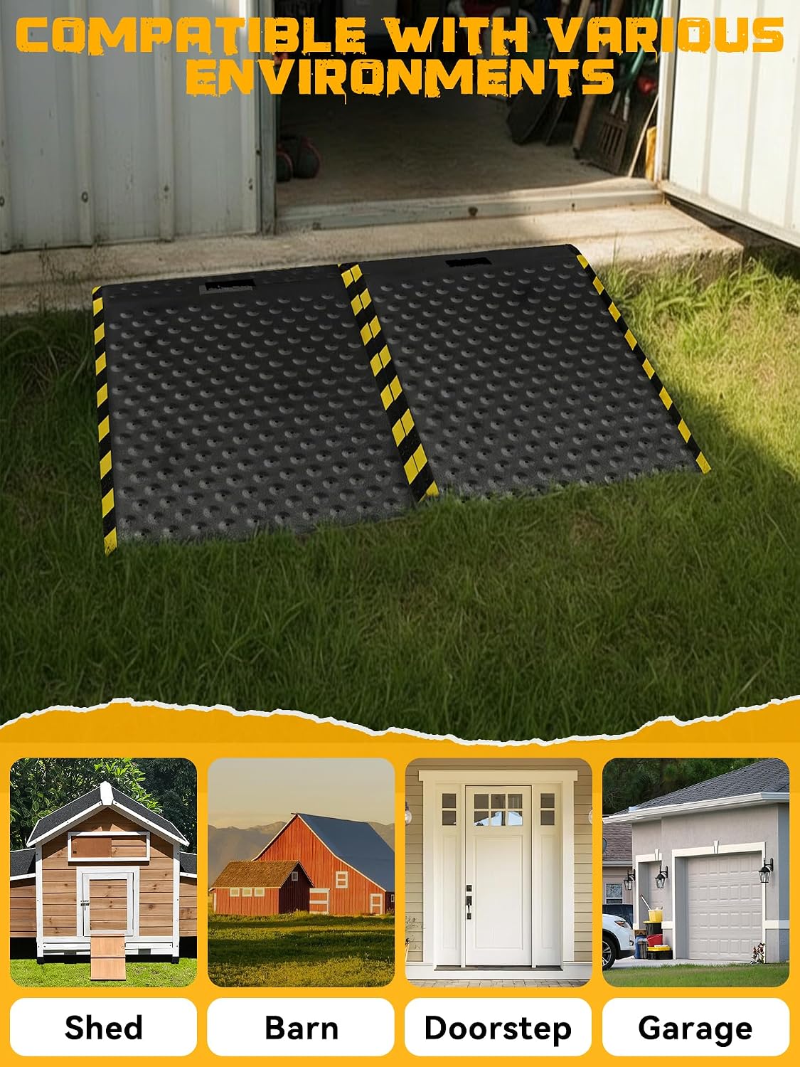 36" x 48" Shed Ramp for Riding Mower, 1500lbs Heavy Duty Metal Loading Ramps, 2-Pack Anti-Slip Punch Design, Long Ramp for Smooth Transition, Garage & Barn, Fits Snow Blower, ATV, UTV, Lawn Tractor