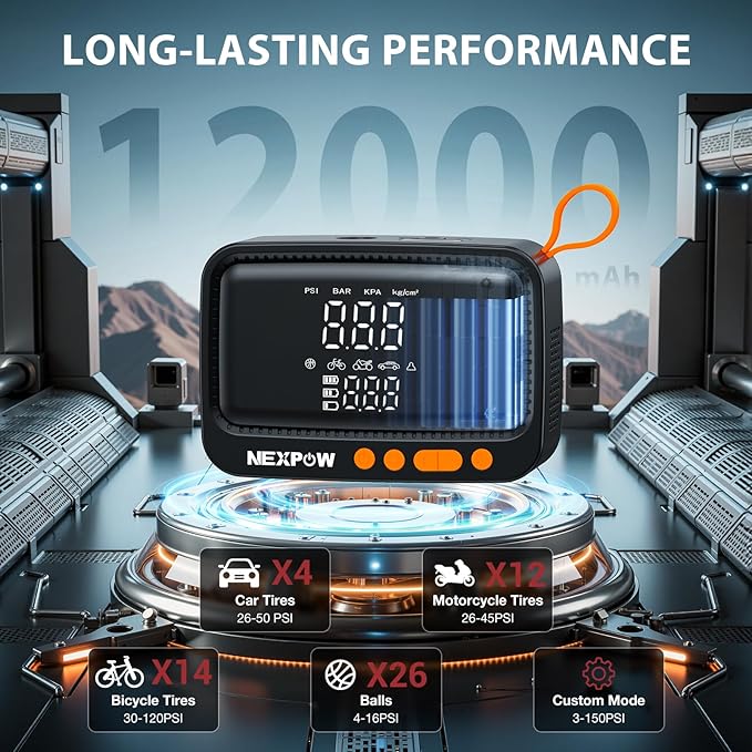NEXPOW Tire Inflator Portable Air Compressor, 150 PSI Cordless Air Pump - Image 3