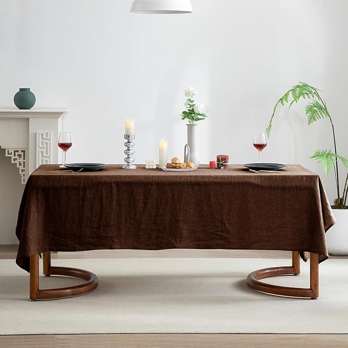 EVERLY 100% Pure Linen Rectangle Tablecloths 60x84Inches for Dining,Buffet Pa...