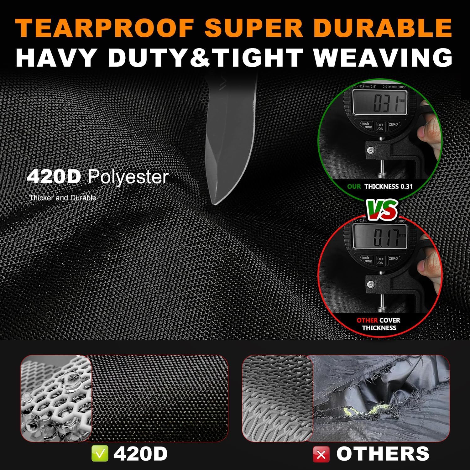 UTV Cover 4 Seater,Durable Oxford Cloth,Weatherproof Side by Side Cover | Waterproof Outdoor RZR Covers,Rip-stop Anti-UV Windproof,Fits for Polaris Ranger Can-am Honda Kawasaki Vehicles,167x65x76