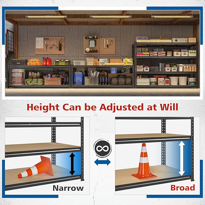 59.8" W Metal Shelving 59.8" H Storage Shelves 2200LBS Garage Shelving - Image 5