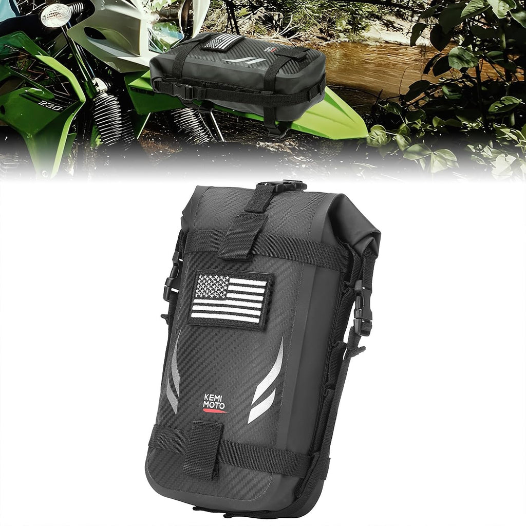 KEMIMOTO Dirt Bike Fender Tool Bag 3.5L PVC Waterproof Motorcycle Adventure Crash Bar Frame Bags Compatible with Surron Light Bee Talaria Motocross Enduro Electric Dirt Bike