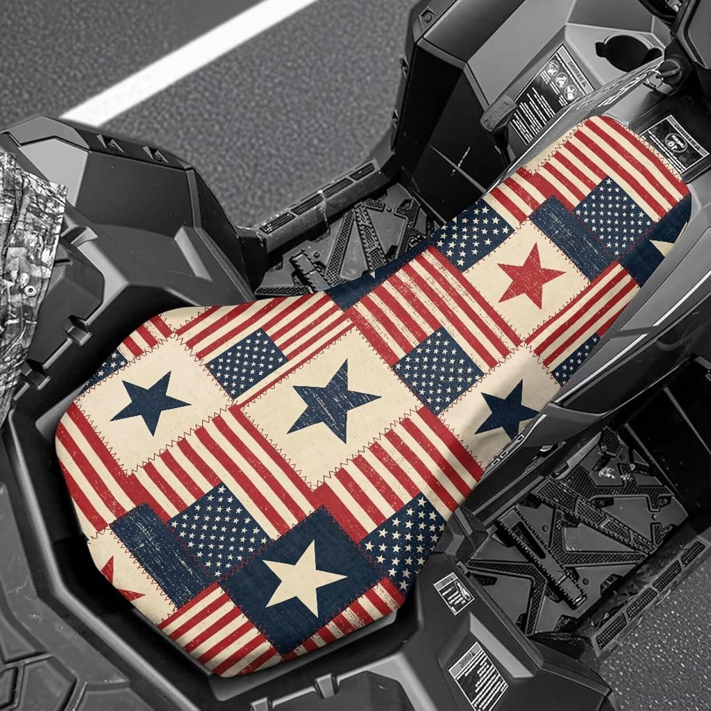 Vintage American Flag ATV Seat Cover Four Wheeler Seat Cover Patriotic Flag Waterproof Universal ATV Accessories 1776-2026 Compatible with Most ATV Seats