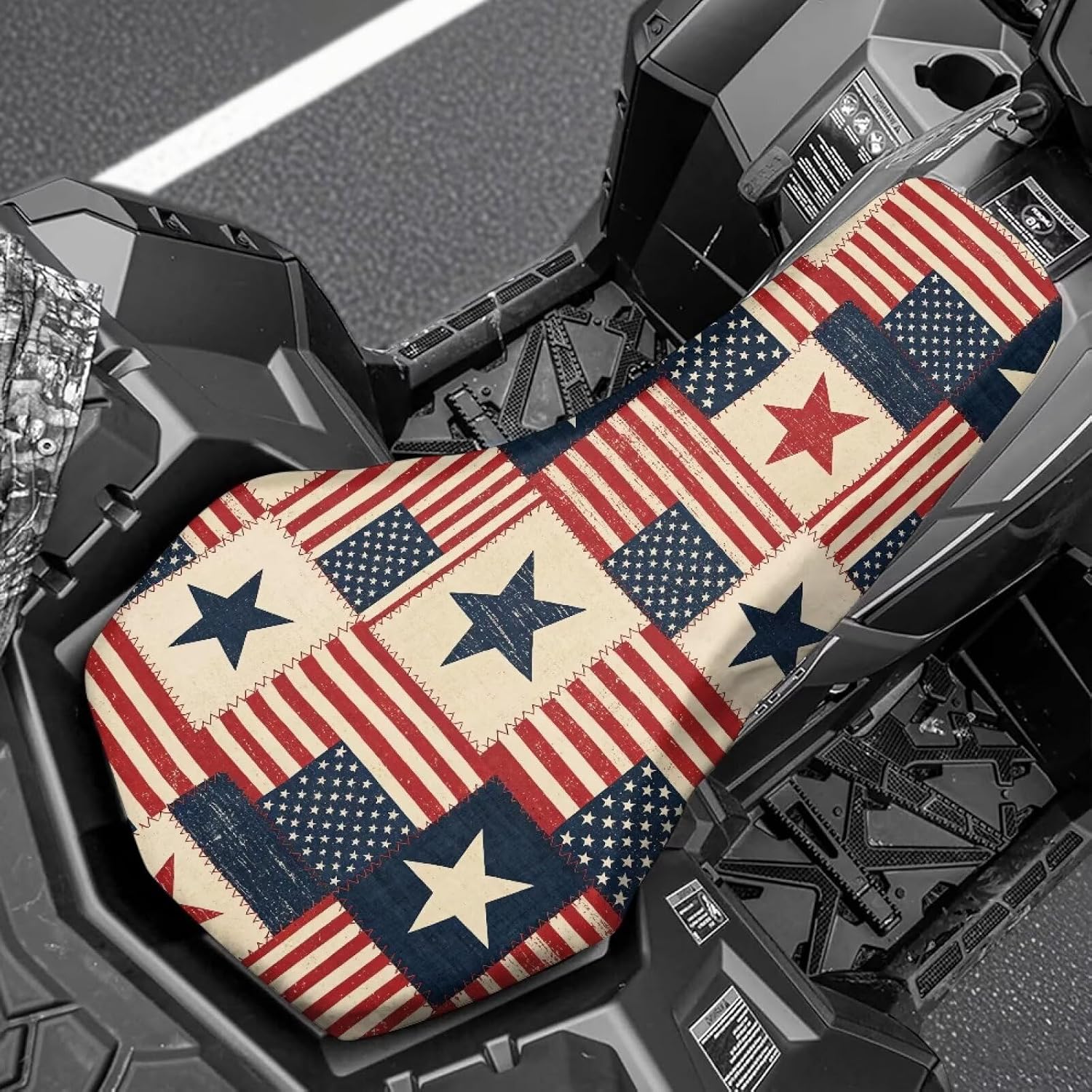 Vintage American Flag ATV Seat Cover Four Wheeler Seat Cover Patriotic Flag Waterproof Universal ATV Accessories 1776-2026 Compatible with Most ATV Seats