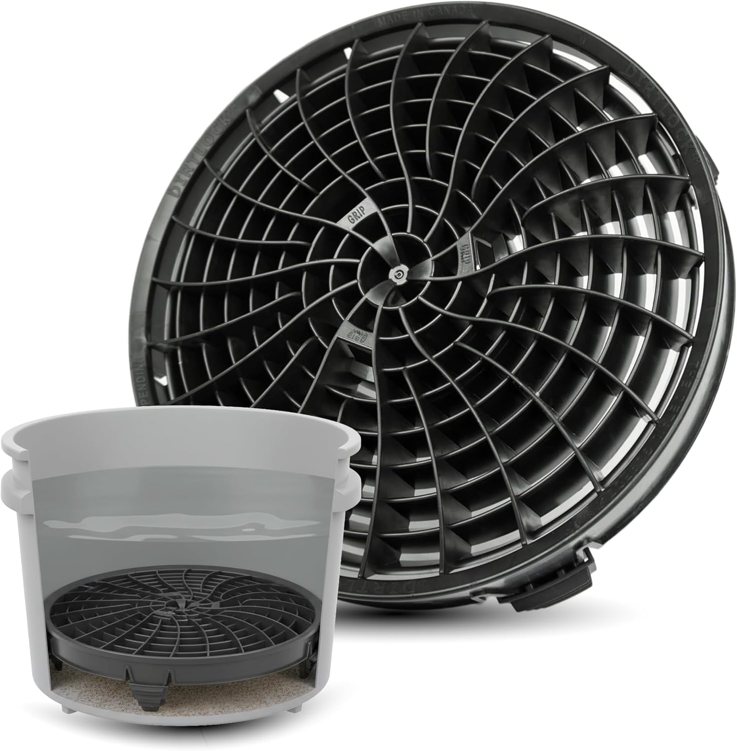 DETAIL GUARDZ Dirt Lock Car Wash Insert – Bucket Filter for 3–8 Gallon Round Pails – Traps Debris, Prevents Swirl Marks – Self-Locking Rubber Grips, Venturi Flow, Cleaning Tool (Black)